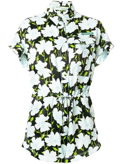 Shop Off-white Floral Print Playsuit - Multicolour