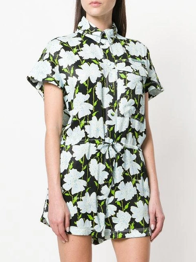 Shop Off-white Floral Print Playsuit - Multicolour