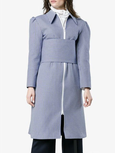 Shop Shushu-tong Gingham Belted Coat In Blue