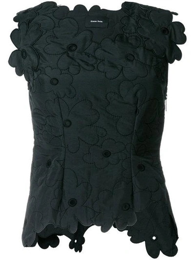 Shop Simone Rocha Quilted Floral Top - Black