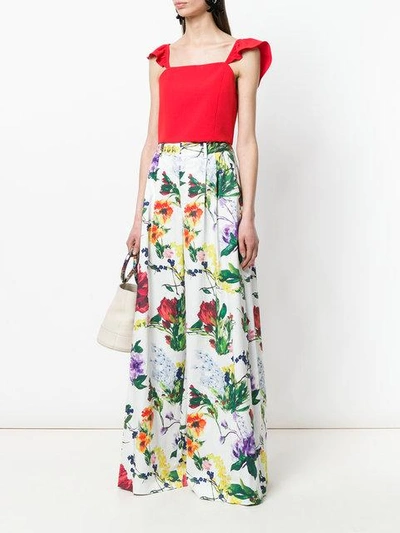 floral-print pleated palazzo pants