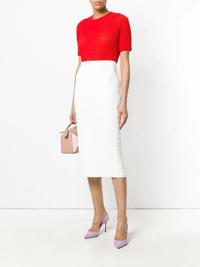 Shop Victoria Beckham Knit Pencil Skirt In White