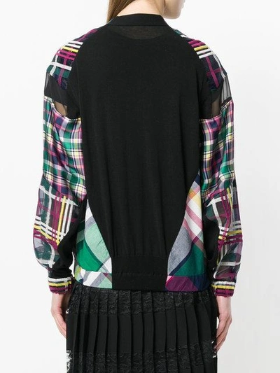 Shop Sacai Plaid Panel Cardigan