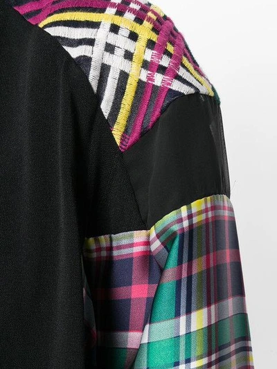 Shop Sacai Plaid Panel Cardigan