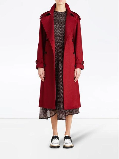 Shop Burberry Cashmere Trench Coat - Red