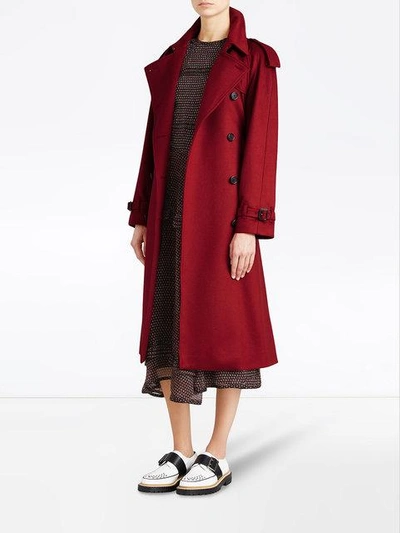 Shop Burberry Cashmere Trench Coat - Red