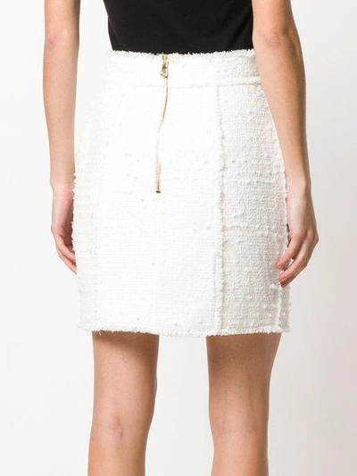 Shop Balmain Button-embellished Skirt - White