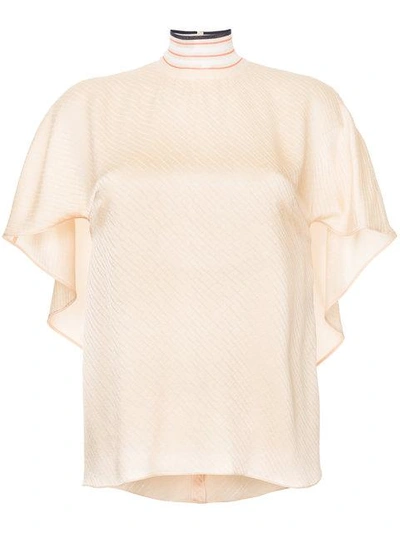 Shop Fendi Flared Blouse In Neutrals