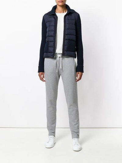 Shop Moncler Piped Track Pants - Grey