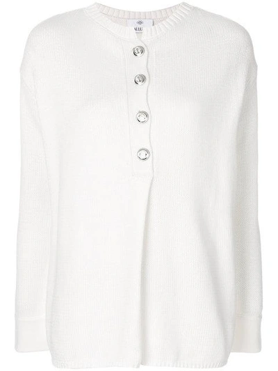 Shop Allude Buttoned Placket Jumper - White