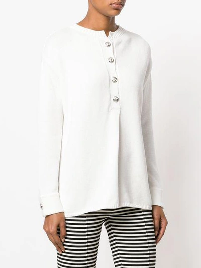 Shop Allude Buttoned Placket Jumper - White