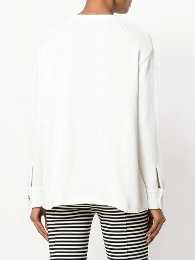 Shop Allude Buttoned Placket Jumper - White