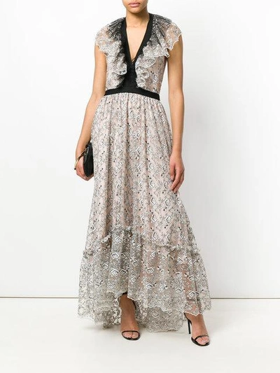 Shop Philosophy Di Lorenzo Serafini Embroidered Floral Flared Dress - Neutrals In Nude & Neutrals