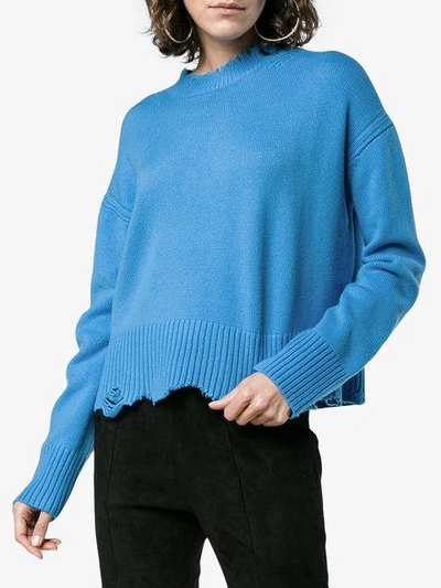 Shop Helmut Lang Distressed Crew Neck Jumper