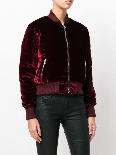 Shop Amiri Velvet Bomber Jacket In Velred