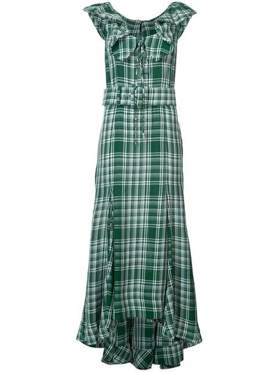 Shop Rosie Assoulin Crinkle Plaid Dress In Green