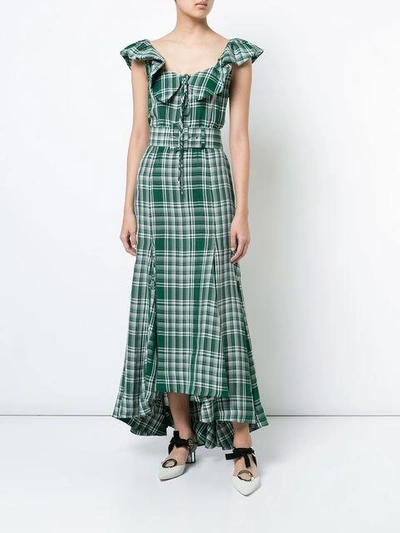 Shop Rosie Assoulin Crinkle Plaid Dress In Green