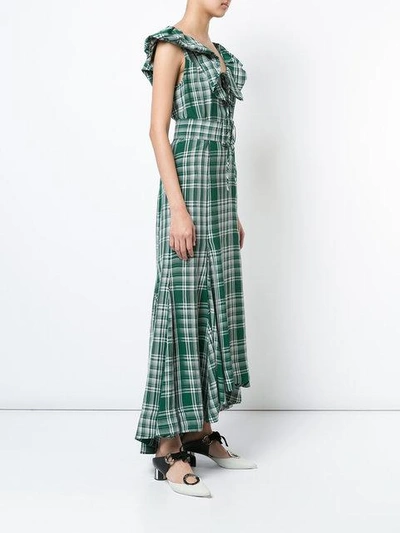 Shop Rosie Assoulin Crinkle Plaid Dress In Green