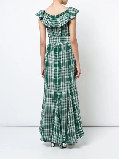 Shop Rosie Assoulin Crinkle Plaid Dress In Green