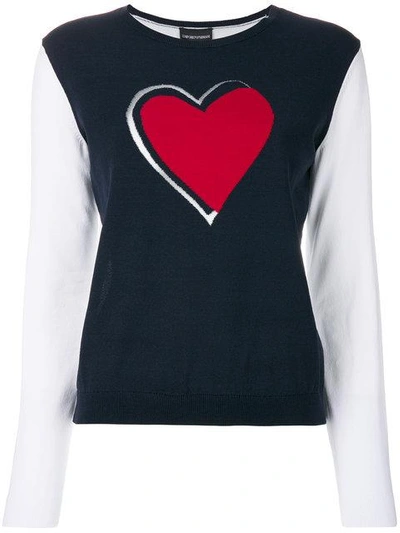 Shop Emporio Armani Heart Sweater - Blue