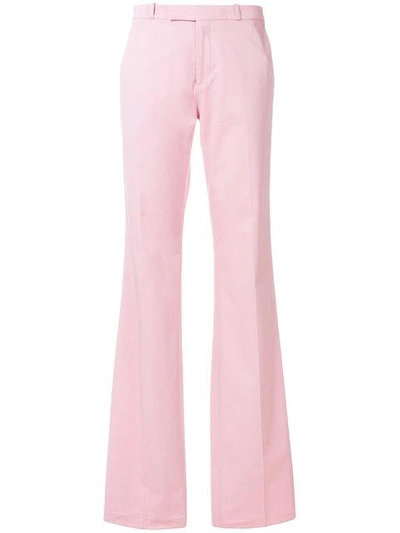 Shop Etro Flared Trousers - Pink & Purple