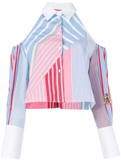 Shop Tommy Hilfiger Cold Shoulder Striped Shirt In Multicolour