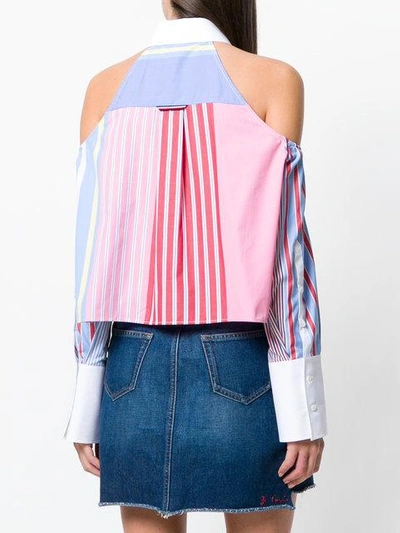 Shop Tommy Hilfiger Cold Shoulder Striped Shirt In Multicolour