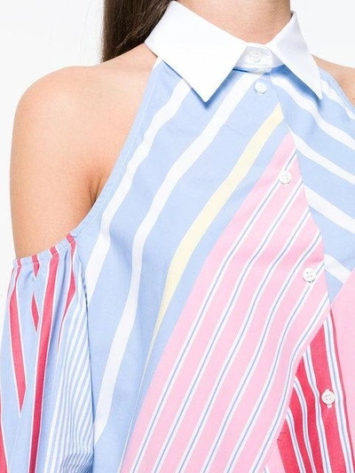 Shop Tommy Hilfiger Cold Shoulder Striped Shirt In Multicolour