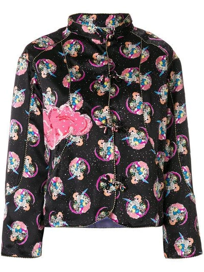 Shop Tsumori Chisato Cosmo Girl Print Fitted Jacket In Black
