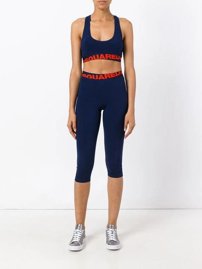 Shop Dsquared2 Logo Band Leggings - Blue