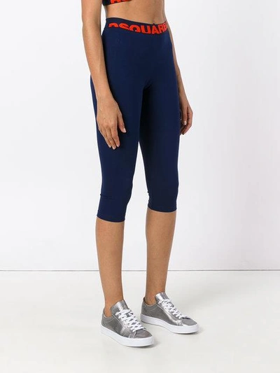 Shop Dsquared2 Logo Band Leggings - Blue