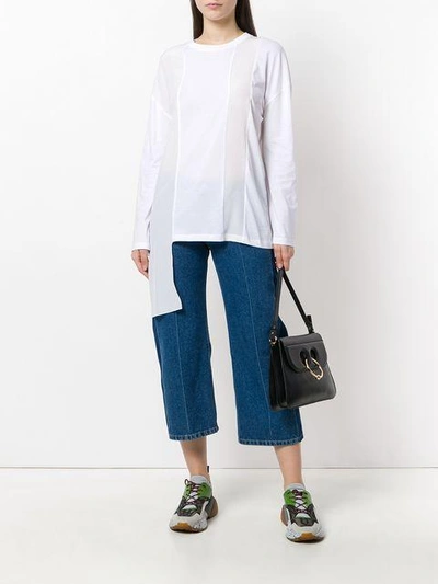 Shop Stella Mccartney Asymmetric Panelled Sweater In White