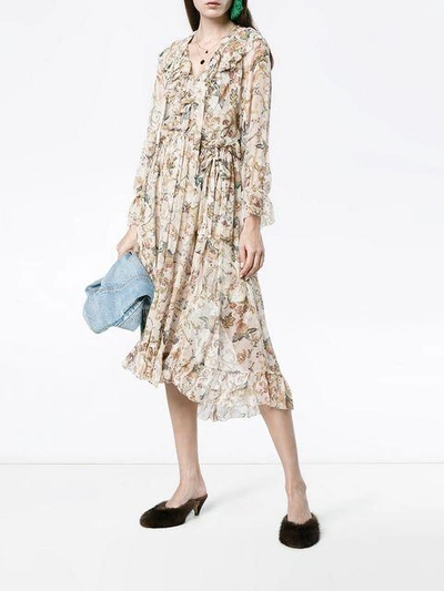 Shop Zimmermann Painted Heart Ruffle Midi In Multicolour