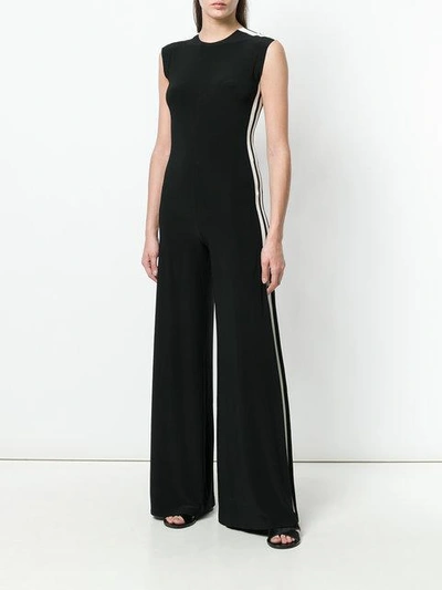 Shop Norma Kamali Side Stripe Jumpsuit In Black