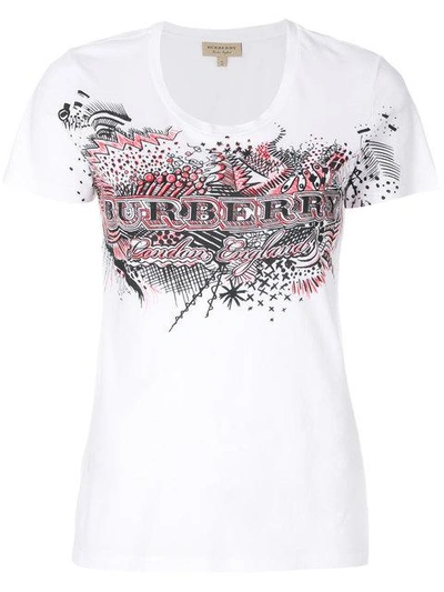 Shop Burberry Doodle Print T-shirt - White