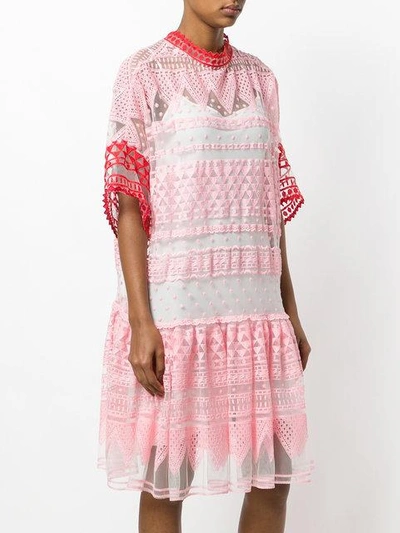 Shop Philosophy Di Lorenzo Serafini Embroidered Mesh Dress In Pink