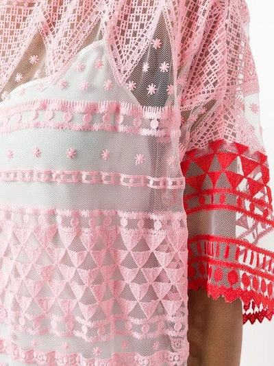 Shop Philosophy Di Lorenzo Serafini Embroidered Mesh Dress In Pink