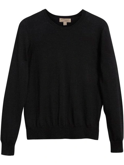 Shop Burberry Check Detail Sweater - Black