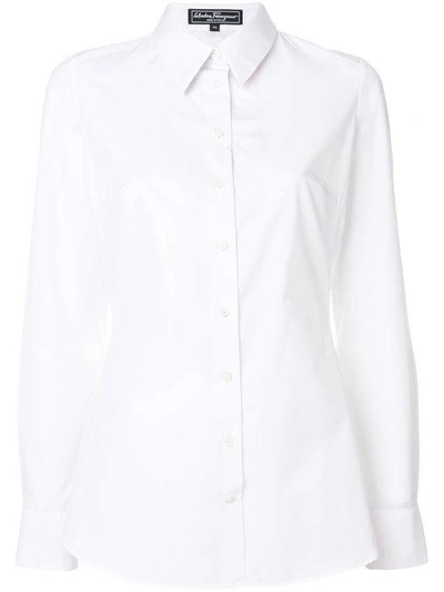 Shop Ferragamo Salvatore  Plain Slim-fit Shirt - White