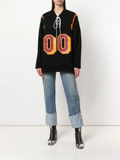 Shop Facetasm Lace-up Oversized Sweatshirt - Black