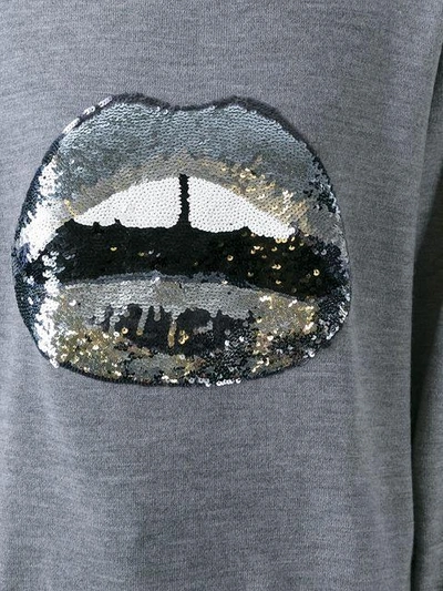 Shop Markus Lupfer Sequinned Lips Appliqué Sweater In Grey