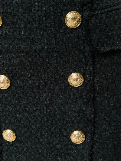 Shop Balmain Tweed Embossed-button Skirt - Black