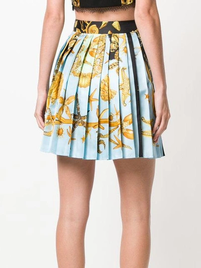 Shop Versace Short Pleated Skirt In Blue
