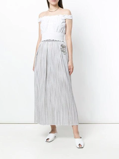 Shop Lorena Antoniazzi Striped Maxi Skirt With Sequin Star Details In White