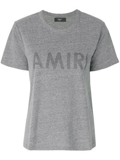 Shop Amiri Logo Print T-shirt - Grey