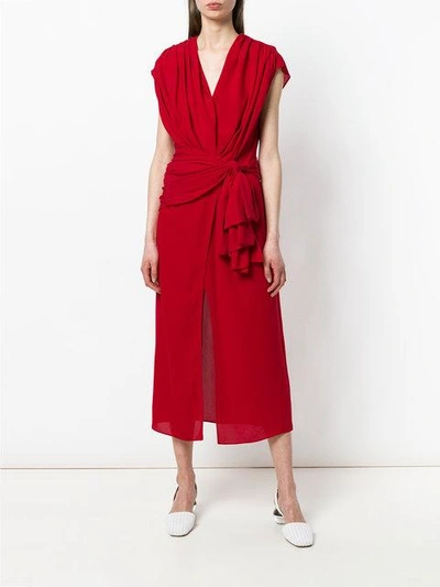 Shop Magda Butrym Tie Waist Diablo Wrap Dress In Red
