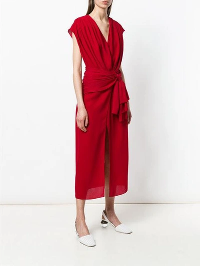 Shop Magda Butrym Tie Waist Diablo Wrap Dress In Red