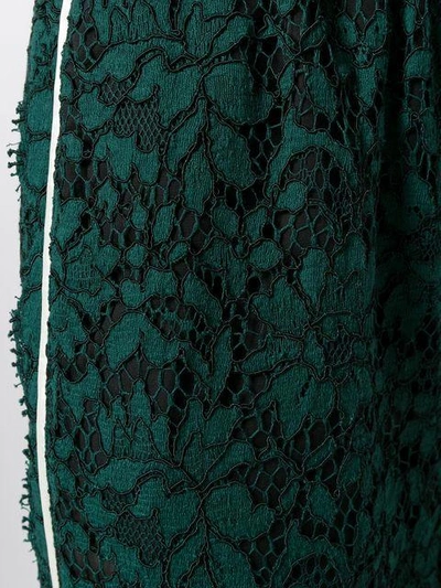 Shop Dolce & Gabbana High Waist Lace Trousers With Contrast Piped Trim In Green