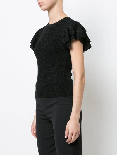 Shop Alice And Olivia Frill Sleeves Glitter Knit Top