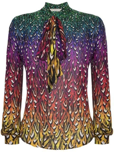 Shop Mary Katrantzou Veddar Pussybow Silk Blouse